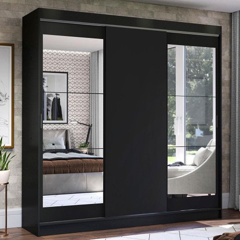 Guarda-roupa Casal Madesa Istambul 3 Portas de Correr com Espelhos 3 Gavetas
