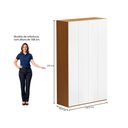 Ver imagem 4 de Guarda-Roupa Solteiro com 4 Portas e 3 Gavetas 137,5cm Multimóveis Crrui-GRP118 Madeirado/Branco