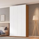 Ver imagem 1 de Guarda-Roupa Solteiro com 4 Portas e 3 Gavetas 137,5cm Multimóveis Crrui-GRP118 Madeirado/Branco