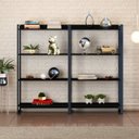 Ver imagem 1 de Kit 2 Estantes para Livros Médias Industrial Aço 4 Prateleiras 160CMX146CM Active Yescasa Preto/Ônix