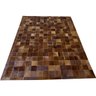 Tapete de Couro Castanho 1,50x2,00 com Borda Peça 10x10cm Cor: Marrom-escuro Desenho do Tecido: Quad - 1