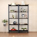 Ver imagem 1 de Kit 2 Estantes para Livros Altas Industrial Aço 5 Prateleiras 187CMX60CM Active Yescasa Preto/Ônix