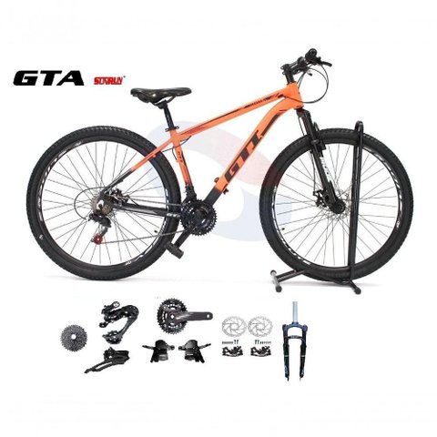 Bicicleta Aro 29 Gti Roma Kit 2x9 Gta Sunrun Freio Disco K7 11/36 Pedivela 24/38d Garfo com Trava -