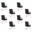 Ver imagem 1 de Kit com 8 Cadeiras Office Base Fixa em Aço Cromado e Couro Ecologico Austin Marrom