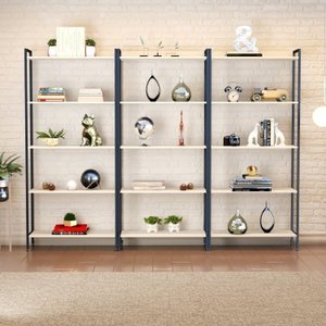 Kit 3 Estantes para Livros Industrial Aço 5 Prateleiras 187cmx240cm Active Yescasa