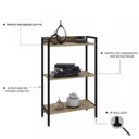 Ver imagem 3 de Kit 2 Estantes para Livros Industrial 3 Prateleiras 104CMX60CM Active Yescasa Marrom/Carvalho