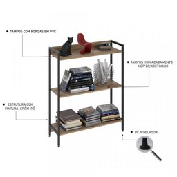 Kit 3 Estantes para Livros Industrial 3 Prateleiras 104CMX240CM Active Yescasa - 3