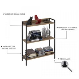 Kit 3 Estantes para Livros Industrial 3 Prateleiras 104cmx240cm Active Yescasa - 3