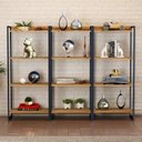 Ver imagem 1 de Kit 3 Estantes para Livros Industrial Aço 4 Prateleiras 146CMX180CM Active Yescasa Marrom/Carvalho