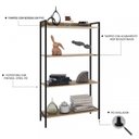 Ver imagem 3 de Kit 3 Estantes para Livros Industrial Aço 4 Prateleiras 146CMX240CM Active Yescasa Marrom/Carvalho
