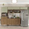 Armário de Cozinha Completa com Balcão Nicho para Micro Ondas 9 Portas 5 Gavetas Paris Nogal/verde - 2