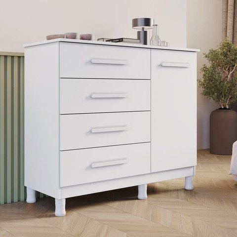 Cômoda 4 Gavetas e 1 Porta Puxador em MDF Dallas