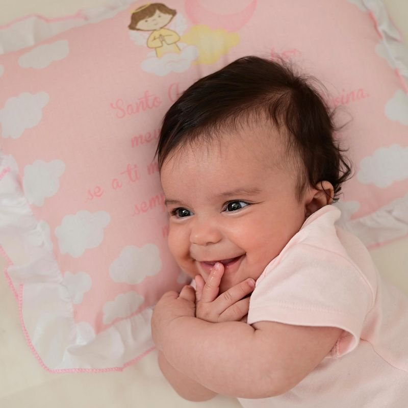 Travesseiro Bebe Anjo da Guarda Estampado C/babado 28cmx35cm Pct C/01un //feminino 1 - 3
