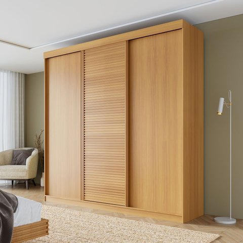 Guarda-roupa Casal 3 Portas de Correr Samambaia CabeCasa MadeiraOriginals