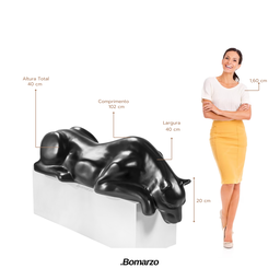Escultura Decorativa Estátua Pantera Bebendo Água Piscina 102cm:preto Fosco - 4
