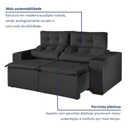 Sofá Retrátil e Reclinável 2 Lugares 194cm Libra - 4