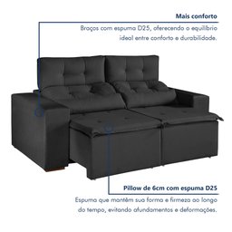 Sofá Retrátil e Reclinável 2 Lugares 194cm Libra - 6