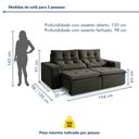 Ver imagem 3 de Sofá Retrátil e Reclinável 3 Lugares Suede Libra 194cm Cinza