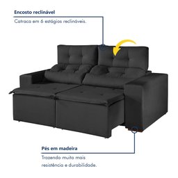 Sofá Retrátil e Reclinável 2 Lugares 194cm Libra - 2