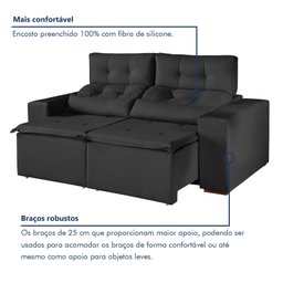Sofá Retrátil e Reclinável 2 Lugares 194cm Libra - 5