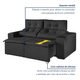 Sofá Retrátil e Reclinável 2 Lugares 194cm Libra - 3
