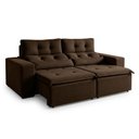 Ver imagem 2 de Sofá Retrátil e Reclinável 3 Lugares Suede Libra 194cm Marrom