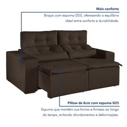 Sofá Retrátil e Reclinável 2 Lugares 194cm Libra - 6