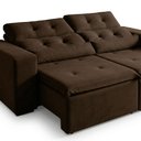 Ver imagem 4 de Sofá Retrátil e Reclinável 3 Lugares Suede Libra 194cm Marrom