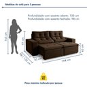 Ver imagem 3 de Sofá Retrátil e Reclinável 3 Lugares Suede Libra 194cm Marrom