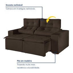 Sofá Retrátil e Reclinável 2 Lugares 194cm Libra - 2
