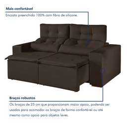 Sofá Retrátil e Reclinável 2 Lugares 194cm Libra - 5