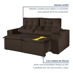 Sofá Retrátil e Reclinável 2 Lugares 194cm Libra - 3