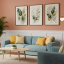 Ver imagem 7 de Kit 3 Quadros Folhagem Verde Dourado Aquarela:tabaco