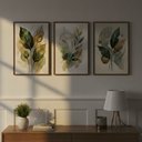 Ver imagem 5 de Kit 3 Quadros Folhagem Verde Dourado Aquarela:tabaco