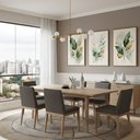 Ver imagem 1 de Kit 3 Quadros Folhagem Verde Dourado Aquarela:tabaco