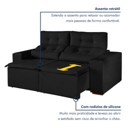 Sofá Retrátil e Reclinável 2 Lugares 194cm Libra - 3