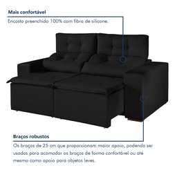 Sofá Retrátil e Reclinável 2 Lugares 194cm Libra - 5
