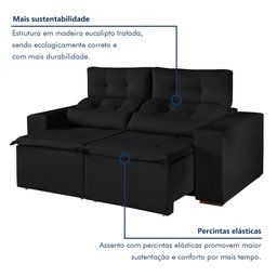 Sofá Retrátil e Reclinável 2 Lugares 194cm Libra - 4