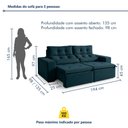 Ver imagem 3 de Sofá Retrátil e Reclinável 3 Lugares Suede Libra 194cm Azul