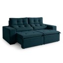 Ver imagem 2 de Sofá Retrátil e Reclinável 3 Lugares Suede Libra 194cm Azul