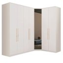 Ver imagem 2 de Guarda Roupa Modulado de Canto 7 Portas com Espelho 3 Peças Decor Branco
