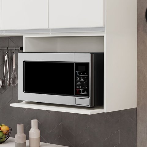 Suporte Microondas e Forno Elétrico Aéreo 60cm Itália Branco - Lumil