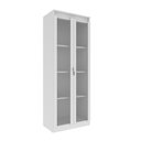 Ver imagem 1 de Cristaleira Vertical 2 Portas de Vidro 3 Prateleiras 160,5cmx60cm Cr6004 Branco