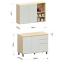 Ver imagem 4 de Kit Armário Aéreo com Nicho e Balcão de Cozinha 120 Cm Aurora Cinza Cristal Pet/cinza Cristal