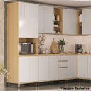 Ver imagem 5 de Kit Armário Aéreo com Nicho e Balcão de Cozinha 120 Cm Aurora Cinza Cristal Pet/cinza Cristal