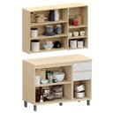 Ver imagem 3 de Kit Armário Aéreo com Nicho e Balcão de Cozinha 120 Cm Aurora Cinza Cristal Pet/cinza Cristal