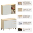 Ver imagem 2 de Kit Armário Aéreo com Nicho e Balcão de Cozinha 120 Cm Aurora Cinza Cristal Pet/cinza Cristal