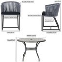 Ver imagem 2 de Mesa com 6 Cadeiras de Jantar Roma 120cm e Noronha em Alumínio Preto Corda Náutica Estofado 12 Trama