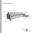 Ver imagem 3 de Sofá com Chaise Fixo Acquablock Colorido Resty 4 Lugares Pé Alumínio 290x140cm