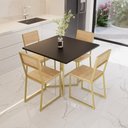Ver imagem 1 de Conjunto Mesa de Jantar Quadrada Preta 4 Cadeiras Pinus Riviera Industrial Dourado Don Castro Decor